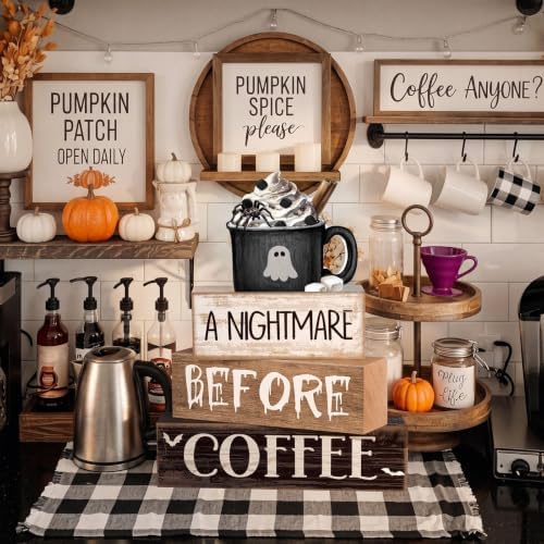 Lineshading 4 Pcs Halloween Farmhouse Tabletop Decor, Ghost Mug Topper - Image 4