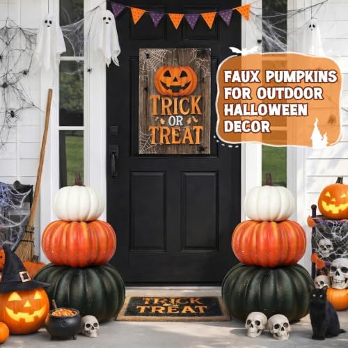 23 Inch Large Stacked Faux Pumpkins,3-Tier Fall Halloween Porch Decoration - Image 4
