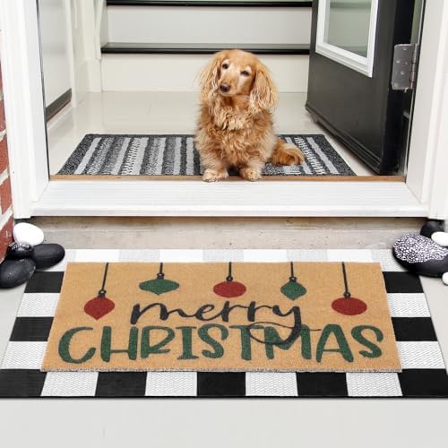 Drydiet Christmas Door Mat Non Slip, Buffalo Plaid Front Porch Entryway - Image 4