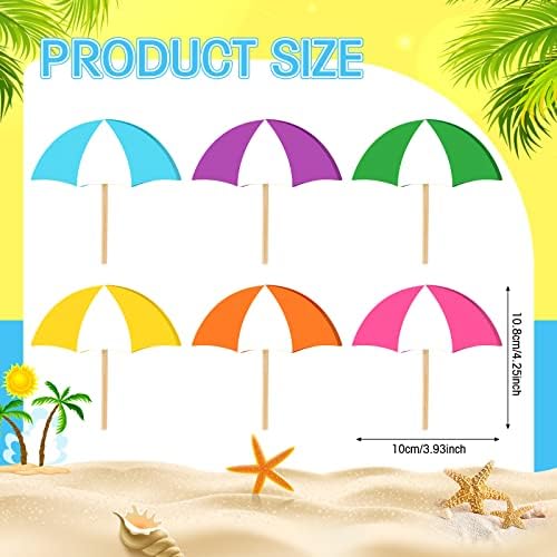 Jetec 6 Pcs Summer Umbrella Decorations Wooden Tiered Tray Sun Shade - Image 3