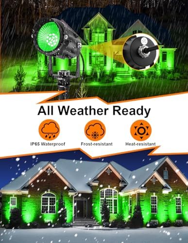 Halloween Green Landscape Lights Outdoor, 14 LED Landscape Lighting with US Plug, IP65 Waterproof Spotlights for Tree Yard Garden Pathway St. Patrick's Day Christmas Decor 4 Pack - Image 5