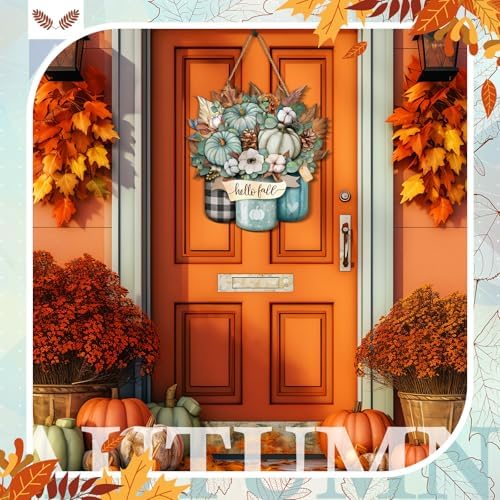 Boao Blue Hello Fall Door Decorations for Home Thanksgiving Decor - Image 6