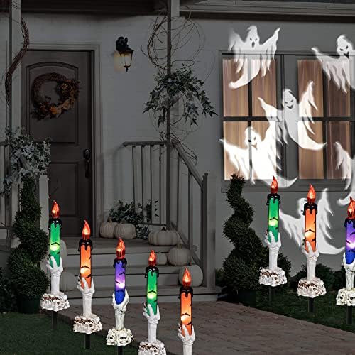 Dazzle Bright Halloween Decorations, 5 Pack Lighted Battery Operated Skeleton Hands Hold Candle with Stakes, Pathway Decor for Indoor Outdoor Party Home Garden - Image 6