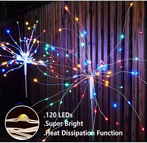 4 PCS Solar Firework Light, Outdoor Solar Garden Decorative Lights 120 LED Powered 40 Copper Wires String DIY Landscape Light for Walkway Pathway Backyard Christmas Decoration Parties (Colorful) - Image 6
