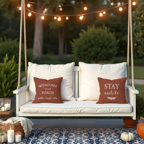 PANDICORN Outdoor Decorative Throw Pillow Covers 18x18 Inch Set of 2, Rust - Image 7