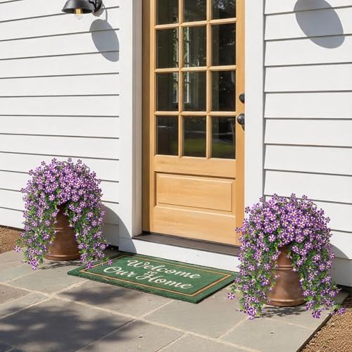 8 Bundles 29.5" Artificial Hanging Silk Flowers for Front Door(Purple) - Image 2