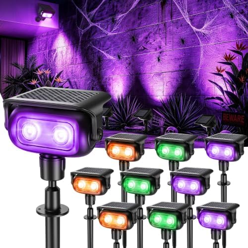 Brizled Solar Powered Outdoor Halloween Spot Lights 10 Pack Color Changing by Brizled