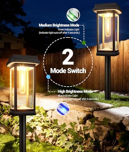 Solar Pathway Lights Outdoor, 4 Pack Upgraded Solar Garden Lights Solar Powered, Solar Lights Outdoor Waterproof IP65, 15 Hours Outdoor Solar Lights for Yard Patio Landscape Walkway Driveway Decor - Image 6