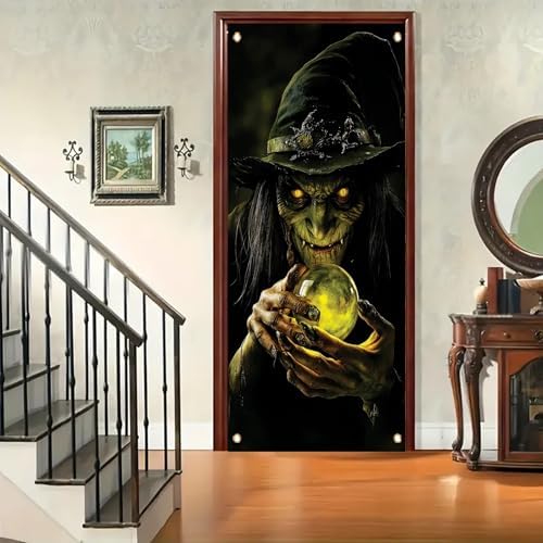 Witch Door Cover Halloween Spooky Scary Decoration 71x35 - Image 4