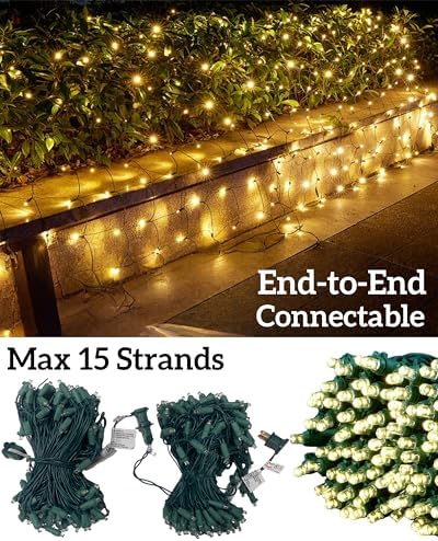 Led Christmas Net Lights for Bushes, 132LED 6FT x 6FT Connectable UL Certified Net Lights for Bushes Tree Shrubs Xmas Trunk Green Wire Christmas Decorations - Image 2