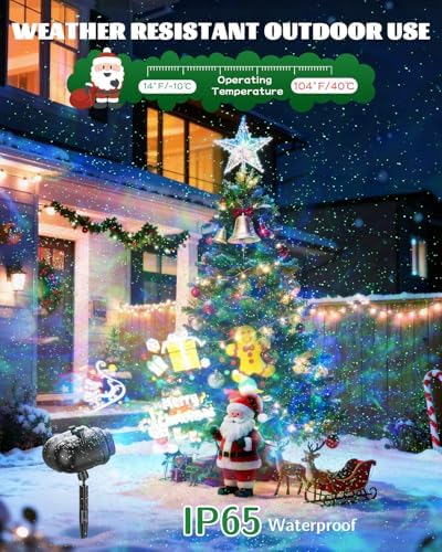 Christmas Projector Lights Outdoor, 3 in 1 Holiday Projector Light with Green Star, 20 HD Slides, 160 Pattern, 10 Ocean Wave, Christmas Light Projector Outdoor with Timer for Party Patio Decoration - Image 4