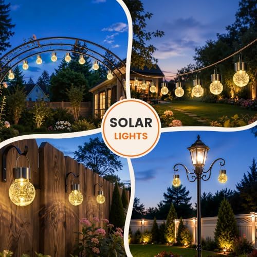 GIGALUMI Solar Lights Outdoor Hanging Lantern Garden Decor for Outside 8 Pc - Image 5