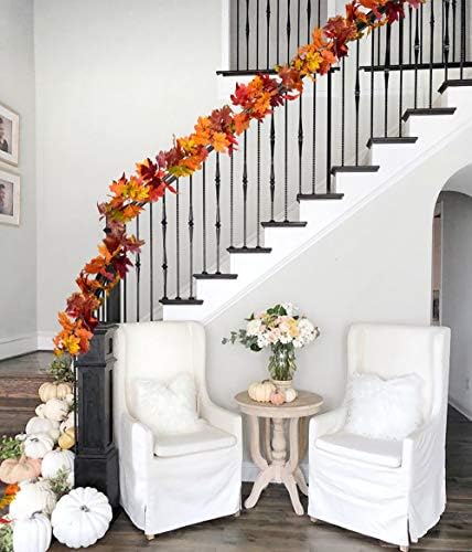 DearHouse 2 Pack Fall Garland Maple Leaf, 5.9Ft/Piece 7 Colors Hanging Vine Garland Artificial Autumn Foliage Garland Thanksgiving Decor for Home Wedding Fireplace Party Christmas - Image 7