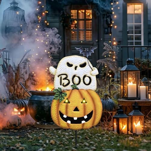 TERESA'S COLLECTIONS Outdoor Halloween Decor Ghost Pumpkin Yard Stake - Image 4
