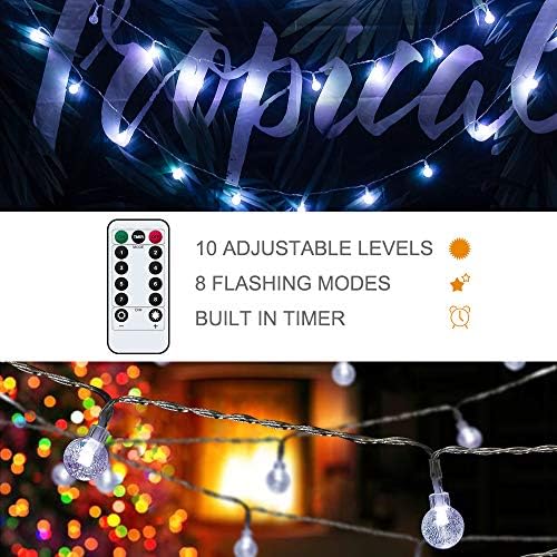 Metaku Cool White Globe String Lights Fairy Light 26ft 60LED & Remote - Image 3