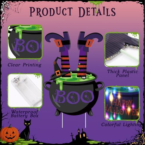 RattanView 3 Pcs Halloween Lighted Witch Legs Outdoor Decor with Stakes - Image 3