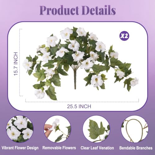 Ammyoo 2PCS Artificial Petunias Flowers Fake Plants for Outdoor Decoration - Image 2