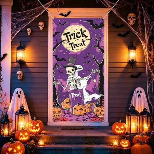 Halloween Door Cover, Fabric Front Door Porch Sign for Halloween Party - Image 6