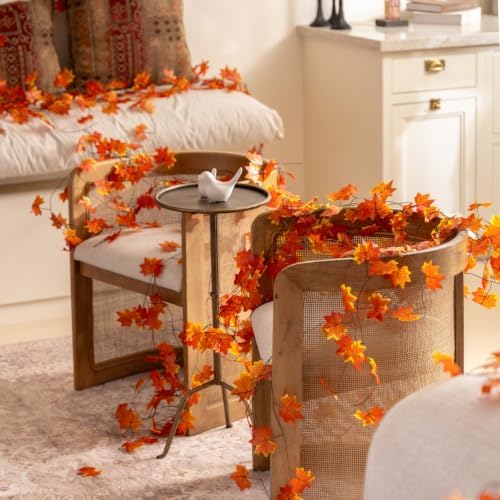 CQURE 24 Pack Fall Leaf Garland,Artificial Fall Vines Autumn Garland Fall Maple Leaves Thanksgiving Decor for Home Wedding Fireplace Christmas - Image 7