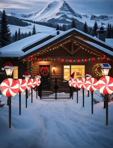 10.5FT Christmas Pathway Lights, 5PK LED Candy Cane Yard Stake Lights - Image 7