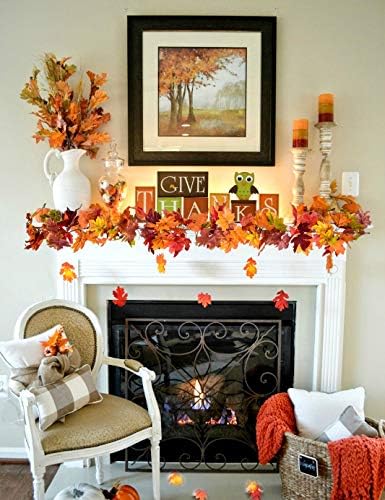 DearHouse 2 Pack Fall Garland Maple Leaf, 5.9Ft/Piece 7 Colors Hanging Vine Garland Artificial Autumn Foliage Garland Thanksgiving Decor for Home Wedding Fireplace Party Christmas - Image 2