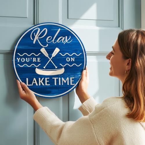 Lake Gifts Wood Hanging Sign for House Home, Lake Life Wall Decor Sign for Bedroom Bathroom Living Room - Image 2