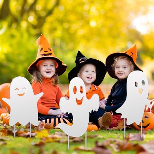 3 Pack Metal Halloween Ghost Decor, Outdoor Halloween Yard Sign - Image 2
