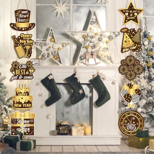 Yaomiao 2 Sets 2026 Happy Lunar New Year Decorations, Black and Gold Chinese New Year Door Banner Home Hanging Decor Years Eve Party Supplies 2026 Decorations for Outdoor Indoor Home Wall - Image 4