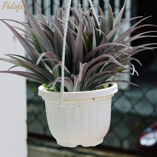 6Pcs Artificial Grass Fake Plants 17.3in Outdoor Plants UV Resistant Faux Greenery Stems Fake Grass for Home Window Garden Office Patio Pathway Front Porch Halloween Décor Green & Black - Image 2