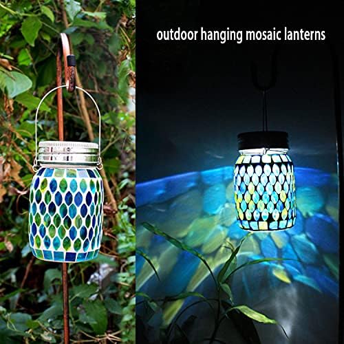 Solar Mosaic Glass Solar Hanging Lantern, Waterproof Outdoor Garden Light - Image 4