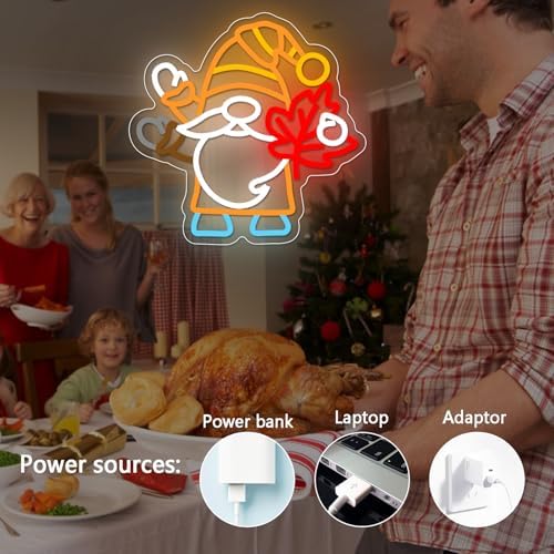 Flashing Gnomes Neon Sign Dimmable for Thanksgiving Neon Sign for wall decor Maple Leaf Neon Light for Hello Fall Led Sign Thanksgiving Bedroom Kids Room Bar Club Decoration Gift. - Image 4