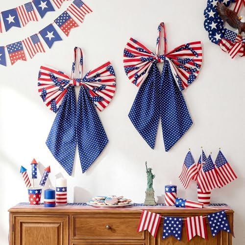 Suncalla 2 Pcs Blue Eagle 4th of July Patriotic Wreath Bows 18'' x 12'' by Unknown