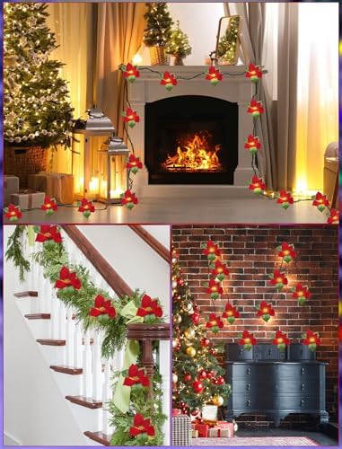 SUNSGNE 8.5FT LED Flower String Lights, Red and Green Christmas Flowers Lights with 10 LED Flowers Bulbs for Christmas Tree, Fireplace, Staircase, Walls - Image 6