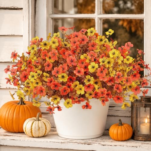Artificial Fake Fall Plants Flowers for Outdoors Outside Home Decoration by Digtecno