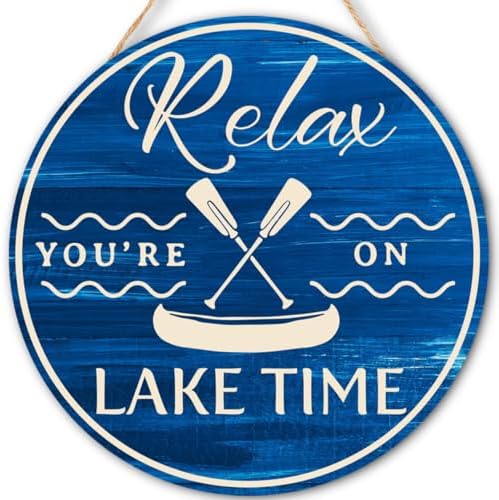 Lake Gifts Wood Hanging Sign for House Home, Lake Life Wall Decor Sign for Bedroom Bathroom Living Room by FDLLAUS