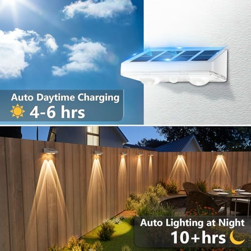 NIORSUN Solar Fence Lights,24 Pack Solars Deck Light,Warm White Color,Outdoor Bulb Waterproof Led IP65,Power Patio Lamp with Lenses for Outside/Backyard/Railing/Yard(White) - Image 3