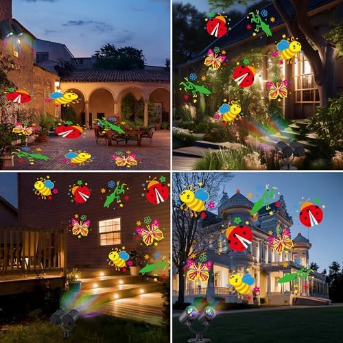 Toodour LED Projector Lights Indoor Outdoor, Double Head Dynamic Wall Lights Projector with Timer, Waterproof Indoor Outdoor Decorations Light for Garden Yard Home Window Wall Decor - Image 3