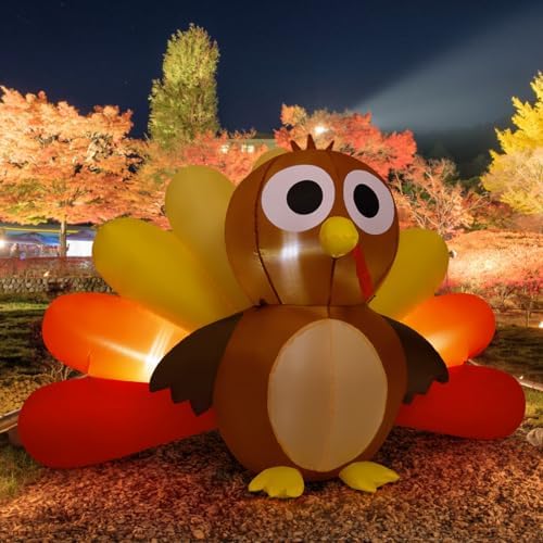 COMIN 6.7FT Thanksgiving Inflatables Cute Turkey Yard Decor with LEDs - Image 3