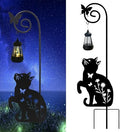 Solar Cat Lantern Garden Stakes 28.7in Metal Outdoor Night Light by Unknown