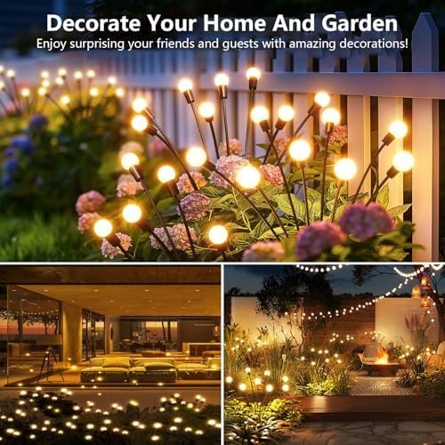 4 Pack Solar Garden Lights Outdoor, 24 LED Firefly Light, Solar Fairy Lights for Outside Waterproof, 2 Modes, Fairy Lightss for Garden Pathway & Patio Decor - Image 4