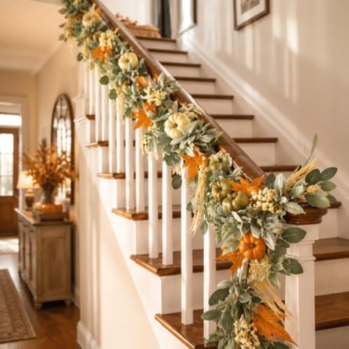 9 FT Fall Garland with Lights, Extra Long Fall Garland for Mantel - Image 6
