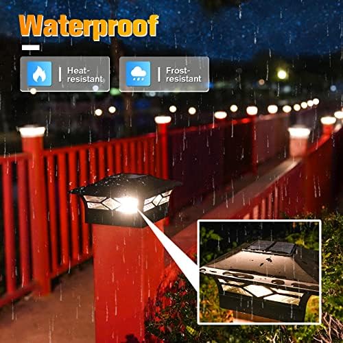 VOLISUN 8Pack Solar Post Cap Lights, 2 Color Modes Deck Lights, Black - Image 6