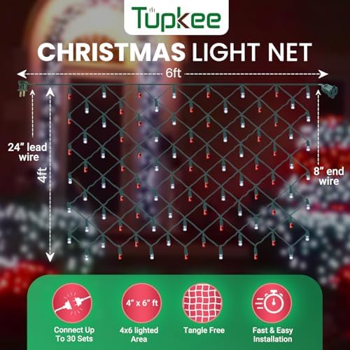 Christmas Light Net – 150 LED Cool-White Mesh Lights - 4 ft x 6 ft – Outdoor/Indoor – Net Lights for Bushes, Hedges or Trees - Image 5