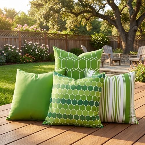 Summer Green Waterproof Outdoor Pillow Covers 18x18 Set of 2, Outdoor Sofa Cushion Covers for Patio Furniture Porch Chair Garden Sofa, Sage Green Decorative Fade Resistant Throw Pillows 18 x 18 - Image 7
