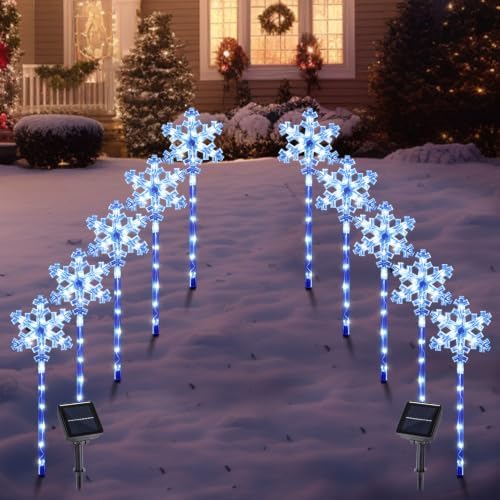 BRIGHTDECK Solar Christmas Snowflake Pathway Lights Outdoor Decor, 10 Pack by BRIGHTDECK
