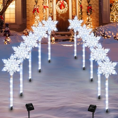 5 Pack Snowflake Solar Christmas Pathway Lights - Image 7