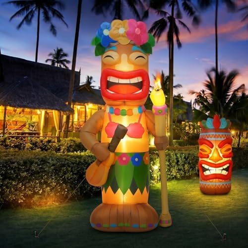 Shappy 5ft Inflatable Tiki Guitar Lighted Blowup Hawaiian Pool Party Decor - Image 5
