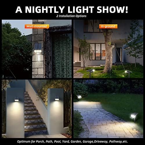 LEREKAM Solar Spot Lights Outdoor,IP65 Waterproof 40 LEDs Solar Landscape Spotlights,USB & Solar Powered Wall Lights,3 Modes Outdoor Solar Garden Lights Outdoor In-Ground Lights for Yard Porch 4 Pack - Image 3