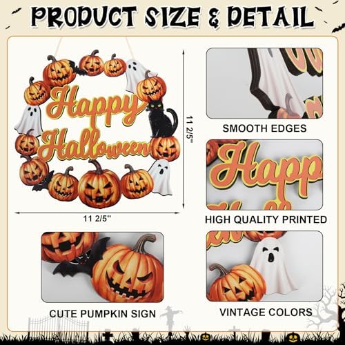 Wood Wreath for Front Door Porch Window Wall Hanging Decor (Halloween) - Image 2
