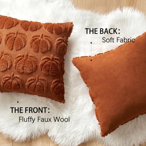 MIULEE Fall Pillow Covers Pumpkin Fall Decor 18x18 Dark Rust - Image 6